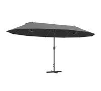 Outsunny Sombrilla Doble 4,55x2,65 m Terraza Exterior con Manivela Manual Resistente al Agua y Protección Solar Sombrilla Grande para Terraza Playa Piscina Gris