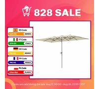 Outsunny Sombrilla Doble 4,5x2,6 m con Manivela Impermeable Crema BLANCO