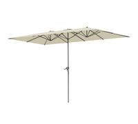 Outsunny Sombrilla Doble 4,5x2,6 m Sombrilla Terraza Exterior con Manivela Impermeable y Protección UV50+ Crema