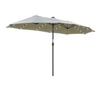 Outsunny Sombrilla Doble 4,5x2,7 m con 48 Luces LED Manivela Gris Claro