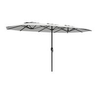 Outsunny Sombrilla Doble 4,6x2,6 m con Manivela Manual UV50+ Blanco