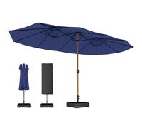 Outsunny Sombrilla Doble 4,7x2,8 m Grande Base Incluida Azul Oscuro