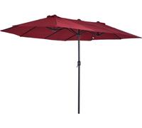 Outsunny Sombrilla Doble Parasol Grande 4.6x2.7m Sombrilla Jardín Patio con Manivela Manual Resistente al Agua y Protección Solar UV para Terraza