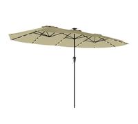 Outsunny Sombrilla Doble con 36 Luces LED Solares 4x2 m Beige
