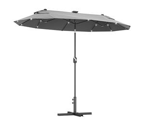 Outsunny Sombrilla Doble con Luces LED Solares Techo 295x150x219 cm Gris