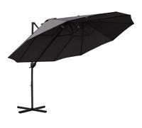 Outsunny Sombrilla Doble de 270x440x250 cm Parasol Grande Inclinable con Manivela para Abrir y Cerrar Fácil Color Gris Aosom España