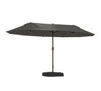 Outsunny Sombrilla doble de 455 x 265 cm, protección UV, con manivela, soporte, para balcón, playa, resistente al viento, para playa, balcón, jardín, gris oscuro, 460 x 270 x 240 cm