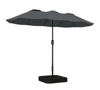Outsunny Sombrilla doble de jardín 3 x 1,5 m con base en cruz, sacos de arena, sombrilla rectangular para exteriores con manivela, 12 varillas, protección UV 50+, para patio, terraza o balcón,