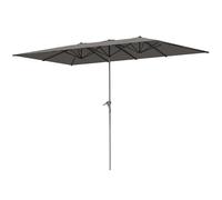 Outsunny Sombrilla doble de jardín, 4,5 x 2,6 m, con manivela, sombrilla de jardín con 12 varillas de aluminio y poliéster 200 g/㎡, anti UV50+, para patio, terraza y balcón, gris oscuro, gris oscuro