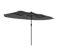 Outsunny Sombrilla Doble de Jardín 4x2 m con 36 Luces LED UPF50+ Manivela 12 Varillas Resistente al Agua Gris Oscuro