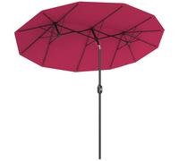 Outsunny Sombrilla Doble para Jardín 295x152x222 cm on Inclinación de 45° y Manivela Manual para Terraza Balcón Piscina Rojo Aosom España