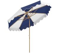 Outsunny Sombrilla Grande con Protección UV 50+ y Toldo Ajustable para Jardín Patio y Terraza Ø2,67x2,38 m Rayas Azul y Blanco