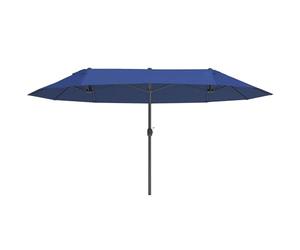 Outsunny Sombrilla Grande Paraguas para jardín, mercado, sombrilla doble para terraza, con manivela, azul, ovalada, 460 x 270 x 240 cm