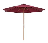 Outsunny Sombrilla para jardín, terraza, redonda, 8 espaciadores, madera de bambú, φ 3 x 2,5 m, color rojo