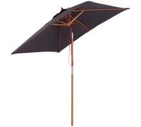 Outsunny® Sombrilla Parasol de Bambú Madera para Jardín Terraza Patio Playa Doble Techo Ángulo Inclinable Rectángulo Mástil de 38mm Crema 2x1.5m