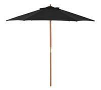 Outsunny Sombrilla de Jardín Ø250x230 cm Parasol de Terraza con 6 Varillas Poste Desmontable Anti-UV Impermeable y Marco de Madera para Playa Patio Negro