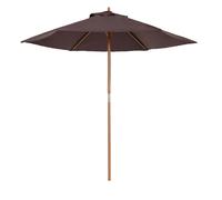 Outsunny Sombrilla de Jardín Ø250x230 cm Parasol de Terraza con 6 Varillas Poste Desmontable Anti-UV Impermeable y Marco de Madera para Playa Patio Café