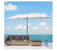 Outsunny Sombrilla Parasol Doble Jardín 4,6x2,7x2,4 m Gigante Anti UV Manivela Exterior Patio Terraza Piscina Beige Aosom España