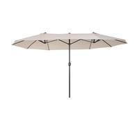 Outsunny sombrilla parasol doble para jardín 4,55x2,65x2,38 m sombrilla gigante anti uv con manivela para exterior patio terraza piscina color beige