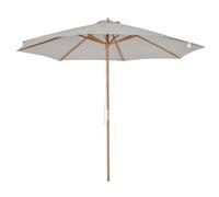 Outsunny Sombrilla Parasol Gris Ø300x250 cm para Terraza con Sistema de Fijación Techo Ventilado Poste de Madera Desmontable Aosom España