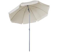 Outsunny Sombrilla Playa Ø200 cm Techo Inclinable Poste Desmontable Pincho Inferior Jardín Beige Aosom España
