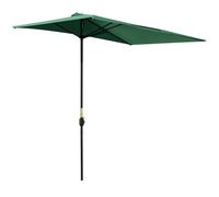 Outsunny Sombrilla Rectangular 230x130x245 cm Parasol para Pared Media con Manivela Protección UV 30+ Impermeable Sombrilla para Balcón Terraza Jardín Verde