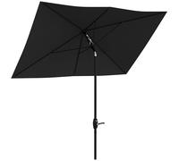 Outsunny Sombrilla rectangular reclinable de 2 x 3 m con manivela, tela de poliéster impermeable de alta densidad 180 g/m², Negro , 200x300x248cm