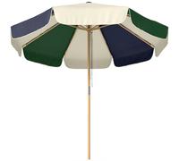 Outsunny Sombrilla Terraza Exterior Ø2,3 m con Marco de Efecto Madera Polea con Cuerda Dosel Bicolor UPF30+ Verde Oscuro