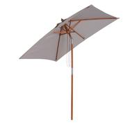 Outsunny sombrilla terraza exterior 200x150 cm sombrilla de jardín rectangular con ángulo ajustable mástil de madera y manivela parasol para patio terraza gris