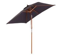 Outsunny sombrilla terraza exterior 200x150 cm sombrilla de jardín rectangular con ángulo ajustable mástil de madera y manivela parasol para patio terraza gris oscuro