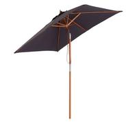 Outsunny sombrilla terraza exterior 200x150 cm sombrilla de jardín rectangular con ángulo ajustable mástil de madera y manivela parasol para patio terraza gris oscuro