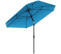 Outsunny Sombrilla Terraza Exterior 233x233 cm Sombrilla de Jardín con Ángulo Ajustable Impermeable Poste de Aluminio Varillas de Fibra de Vidrio y Manivela Parasol para Patio Terraza Azul
