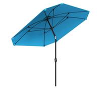 Outsunny Sombrilla Terraza Exterior 233x233 cm Sombrilla de Jardín con Ángulo Ajustable en 2 Posiciones Impermeable Poste de Aluminio Varillas de Fibra de Vidrio y Manivela Parasol para Terraza Azul
