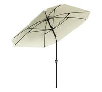 Outsunny sombrilla terraza exterior 233x233 cm sombrilla de jardín con ángulo ajustable en 2 posiciones impermeable poste de aluminio varillas de fibra de vidrio y manivela parasol para terraza crema