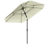 Outsunny Sombrilla Terraza Exterior 233x233 cm Sombrilla de Jardín con Ángulo Ajustable Impermeable Poste de Aluminio Varillas de Fibra de Vidrio y Manivela Parasol para Patio Terraza Crema
