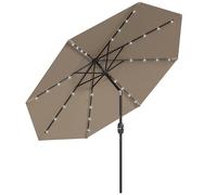 Outsunny Sombrilla Terraza Exterior Ø265 cm con 32 Luces LED Solares Caqui