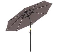 Outsunny Sombrilla Terraza Exterior Ø265 cm con 32 Luces LED Solares Gris