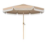 Outsunny Sombrilla Terraza Exterior, Ø266x238 cm, Sombrilla de Jardín con Ángulo Ajustable 30°, Manivela, Flecos y Ventilación, Impermeable, Parasol para Terraza, Playa, Patio, Balcón, Caqui
