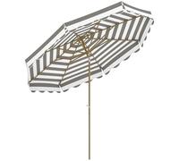 Outsunny Sombrilla Terraza Exterior Ø268 cm Sombrilla de Jardín con Ángulo Inclinable y Manivela Protección UV 50+ Parasol para Patio Terraza Gris y Blanco