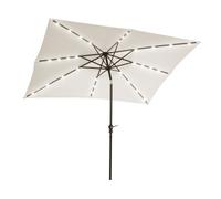 Outsunny sombrilla terraza exterior 268x205x248 cm sombrilla de jardín con techo inclinable hasta 45° luces led solares poste de acero y manivela parasol para patio terraza blanco crema 268 cm