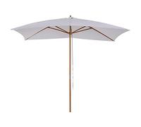 Outsunny Sombrilla Terraza Exterior 295x200 cm, con Varillas de Bambú, Mástil de Madera y Polea, Parasol de Jardín Rectangular Impermeable, para Terraza o Patio, Estilo Clásico, Blanco