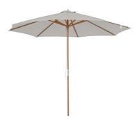 Outsunny Sombrilla Terraza Exterior Ø300 cm Sombrilla de Jardín con Sistema de Polea Techo Ventilado y Poste Desmontable de Madera Parasol para Patio Terraza Gris