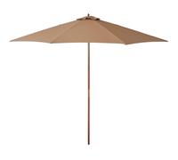 Outsunny Sombrilla Terraza Exterior Ø300 cm Sombrilla de Jardín con Sistema de Polea Techo Ventilado y Poste Desmontable de Madera Parasol para Patio Terraza Caqui