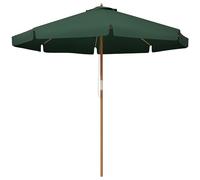 Outsunny Sombrilla Terraza Exterior Ø325 cm Sombrilla de Jardín con Sistema de Polea Techo Ventilado 8 Varillas de Bambú y Poste de Madera Parasol para Patio Terraza Verde