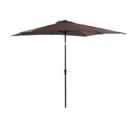 Outsunny Sombrilla Terraza Exterior con Luces LED 268x205x248 cm Sombrilla de Jardín con Techo Inclinable hasta 45° Solares Poste de Acero y Manivela Parasol para Patio Terraza Marrón