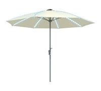 Outsunny Sombrilla Terraza Exterior con Luces LED Ø300x256 cm Sombrilla de Jardín con Manivela Techo de Ventilación Protección UV50+ y Poste de Aluminio Parasol para Patio Piscina Playa Crema