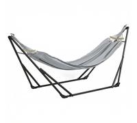 Outsunny - Soporte con hamaca plegable de acero, soporte 2 en 1 para hamaca o silla colgante, bolsa de transporte incluida, 268 x 89 x 100 cm, color gris