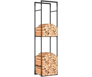 Outsunny Soporte de leña de metal, estante de leña resistente con estante ajustable, estante de almacenamiento de leña para chimenea de interior al aire libre, 45 x 31 x 170 cm, negro