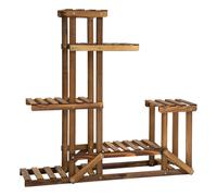 Outsunny Soporte de Madera para Flores 6 Estantes Decorativo para Macetas Plantas Interior Exterior 98x28x96,5 cm Carbonizado Aosom España