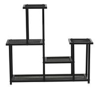 Outsunny Soporte de plantas de 4 niveles para interior y exterior estantería de plantas de metal para jardín, terraza, balcón, negro